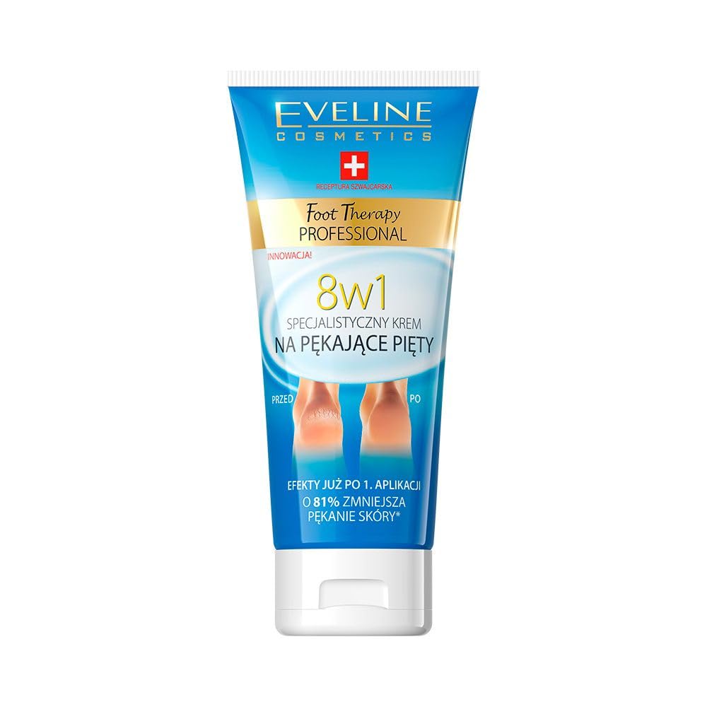 Eveline Cosmetics Foot Therapy Eveline Cosmetics Foot Therapy Professional 8-in-1 Cracked Heel Cream - Advanced Swiss Formula for Intensive Repair, Hydration & Skin Elasticity - 100ml