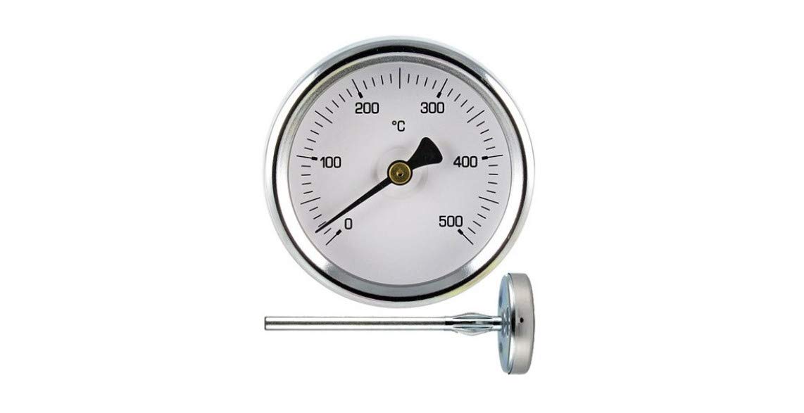 BBQ Wood Oven Thermometer with Steel Probe 30 cm, Max Temperature 500 °C