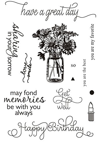 Have a Great Day Vase Flowers Lipstick Sentiments Phrase Rubber Clear Stamp/Seal Scrapbook/Photo Decorative Card Making Clear Stamp (Have A Great Day) - Thumbnail 2