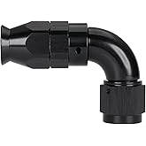 Podavelle 6AN PTFE Hose End Full Flow Fitting 90 Degree Elbow Swivel Aluminum Black