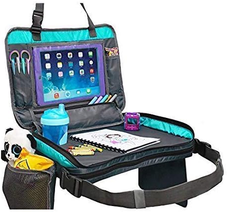 Kids Car Seat Travel Tray with Tablet Holder – Toy Organizer with Sturdy Activity Desk for Car Activities – Car Seat Lap Tray for Boy or Girl, Kids Lap Tray Great for Stroller & Plane Traveling