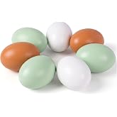 SallyFashion 7PCS Wooden Nesting Eggs, White Green &amp; Wood Color | Dummy Chicken Eggs for Craft Painting, Farmhouse Decor, and Encouraging Laying Hens, Sensory Bins, and Pretend Play