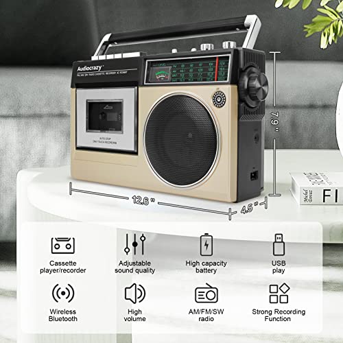 Old School Vintage Boombox Bluetooth Boom Box Victrola 1980s Retro