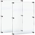 Azar Displays 105536-2PK Floating Acrylic Wall Frame with Silver Hardware Stand Off Caps, Clear Hanging Photo Frame Display Mount with Frameless Border, for Large Prints, 24" x 36", (Pack of 2)