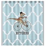 Vandarllin Custom Dinosaur Bicycle Geometric Pattern Waterproof Shower Curtain Bathroom Decor, 72" x 72"