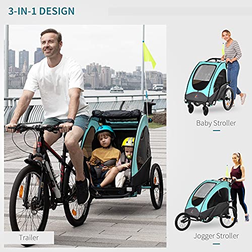 Aosom Bike Trailer for Kids 3 In1 Foldable Child Jogger Stroller Baby