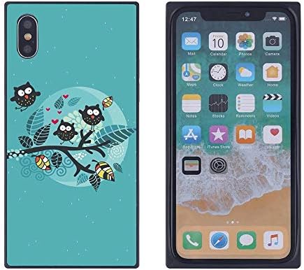Owl Family iPhone Xs iPhone X Case, Soft Flexible TPU Back Cover Rectangle Case Compatible with iPhone Xs iPhone X (Black)
