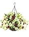 Lopkey Artificial Daisy Flowers Outdoor Indoor Patio Lawn Garden Hanging Basket with Chain Flowerpot,White-Red