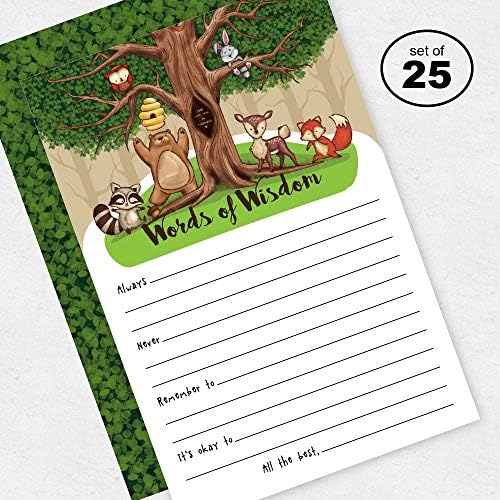 Tulamama Baby Shower Advice Cards for Parents to Be - Beautiful, Gender Neutral Keepsake Or Guest Book Alternative for Your Baby Shower. 25 Cards Per Set, Woodland