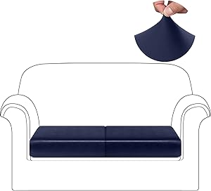 HDCAXKJ Waterproof Leather Couch Cushion Covers Individual Stretch Sofa Seat Cover for Chair Loveseat Sectional Sofa Slipcover Living Room Pet Dog Furniture Protector (Navy Blue, Small - Pack of 2)