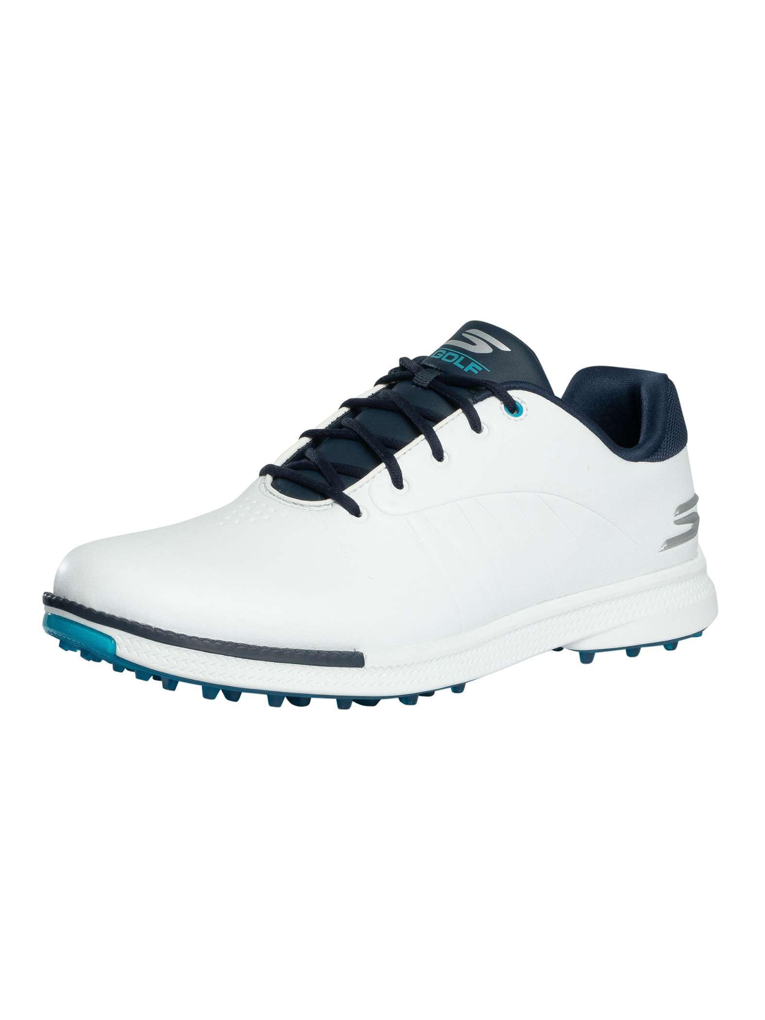 Skechers Tempo Spikeless Waterproof Lightweight Golf Shoe White/Navy/Blue Image