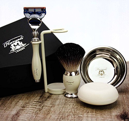 Colour Shaving Set Featuring Pure Black Badger Brush & 5 Edge Cartridge Razor.