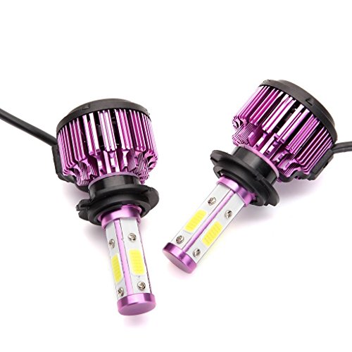 H7 LED Headlight Bulbs 20000LM 200W 6000K Cool White Low Beam / High Beam Conversion Kit 360 Degree 4 Side COB Chips Super Bright Auto Headlamps -2 Yr Warranty