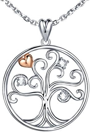 MANBU 925 Sterling Silver Charm Tree of Life Heart Pendant Necklace or Earrings Jewelry Gift for Girls