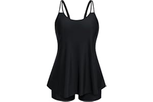 Hanna Nikole Womens Plus Size Tankini Swimsuit Two Piece Bathing Suits Flowy Swim Tops with Boy Shorts