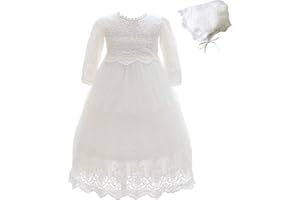 Silver Mermaid Baby Girls Long Sleeve Baptism Dress Floral Embroidery Christening Blessing Gown