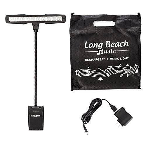 Rechargeable Clip-on Music Stand Orchestra Light- 10 Bright LEDs- Includes USB Cord, Wall Plug, and Carrying Bag- Also for Reading, DJs, Artists, Crafting