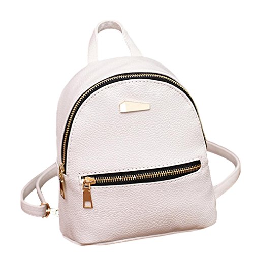 Clearance! Women Girls PU Leather School College Backpack Rucksack Purse Mini Shoulder Travel Bag Satchel (White)