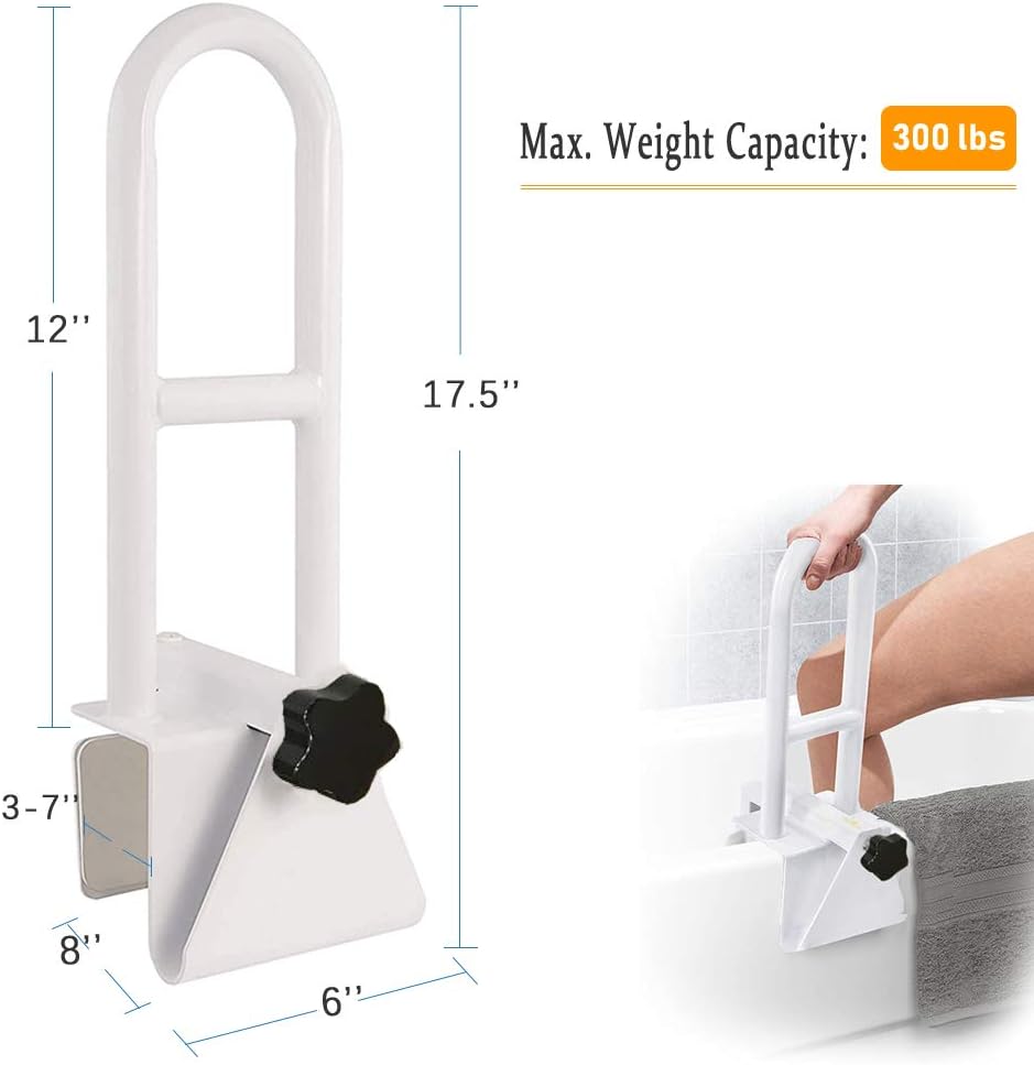 KXT Premium Bathroom Tub Safety Rail for Seniors, Clamp Railing Bath Support Adjustable Shower Hand Grip Handle Assist Grab Bar: Health & Personal Care