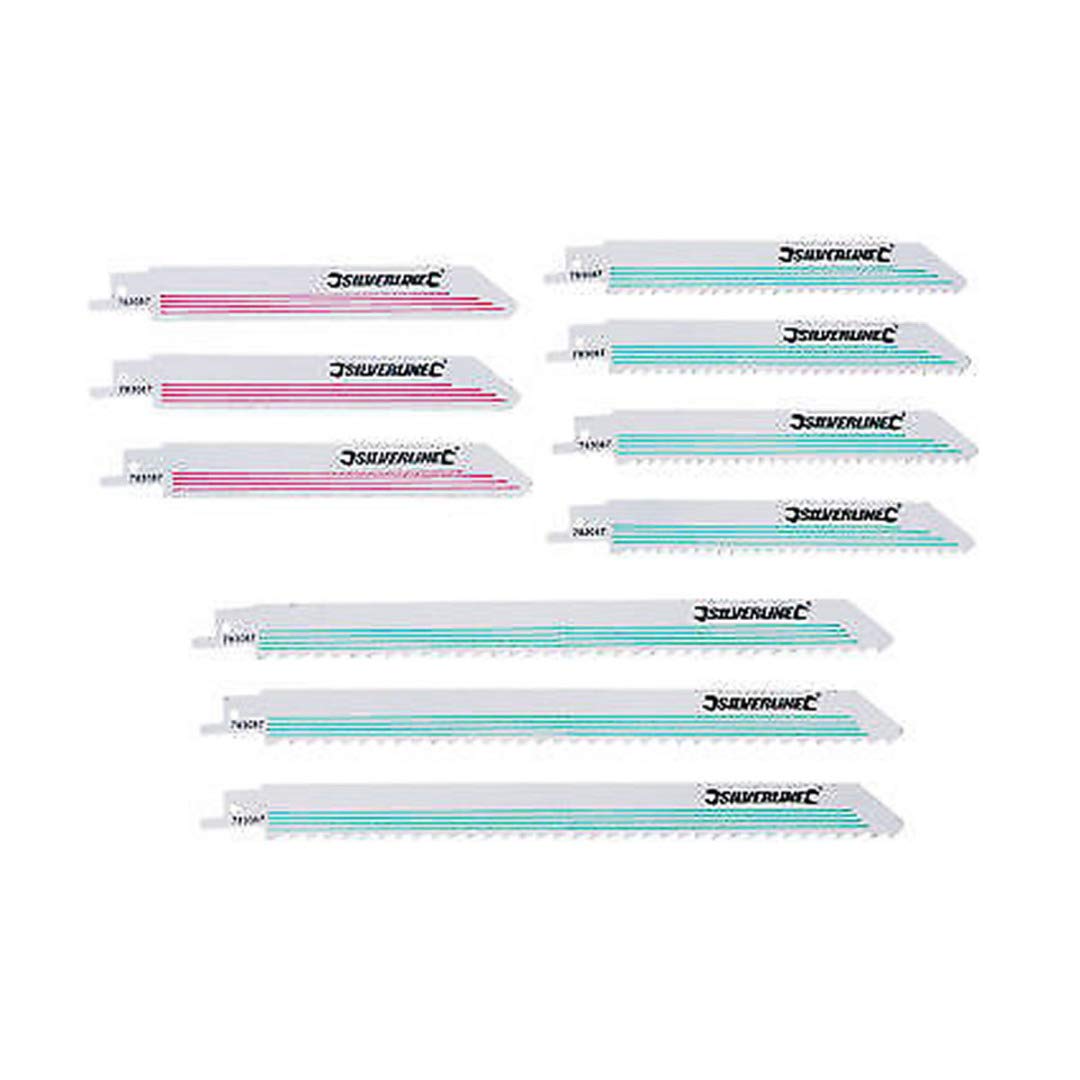 Silverline 783087 Recip Saw Blades for Wood and Metal 10pce HCS - 240 and 150 mm