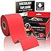 Physix Gear Cotton Kinesiology Tape Roll 16ft, Latex-Free Athletic Tape for Muscles/Joints, Waterproof Kinesiolgy, Stretchy Kinesiologytape, Gentle on Skin Kiniseaology Tape, Red (1 Pack), 5m