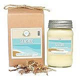AIRA Soy Candles - Organic, Kosher, Vegan, in Mason Jar w/ Therapeutic Grade Essential Oil Blends - Hand-poured 100% Soy Candle Wax - Paraffin Free, Burns 110+ Hours - Tropical Seaside - 16 Ounces