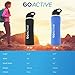 GO Active Insulated Water Bottle with Straw. Stainless Steel Double Wall Sport Bottle Keeps ice Cubes Over 24 Hours! (Aqua, 32 oz)