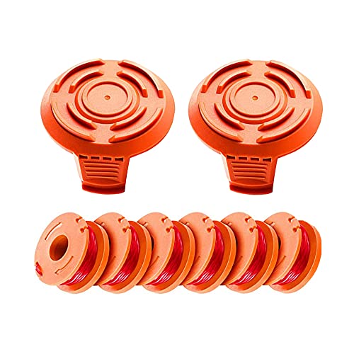 Hsthe Sea 14pcs Strimmer Spool for Worx WA0010, Ø1.5mm 3m Long String Trimmer Replacement Spool Line Grass Strimmer Line (6 Spools + 2 Caps)