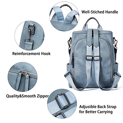 WESTBRONCO Backpack Purse for Women Leather Travel Anti Theft Large