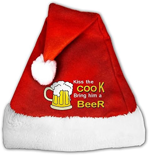 Carawp Kiss The Cook Bring Him A Beer Merry Christmas Christmas Santa Hat For Adults And Children