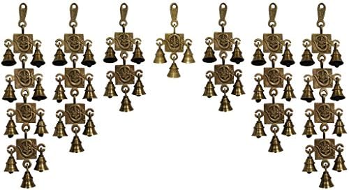 Divya Mantra Hindu Lucky Auspicious Symbol Vastu Om Ganesha Bells Pure Brass Buri Nazar Battu Decor Gift Accessories/Good Luck Charm Interior Home/Office/Door/Wall Hanging Toran Bandanwar Showpiece