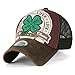 ililily Four Leaf Clover Patch Faux Leather Brim Trucker Hat Baseball Cap, Brown