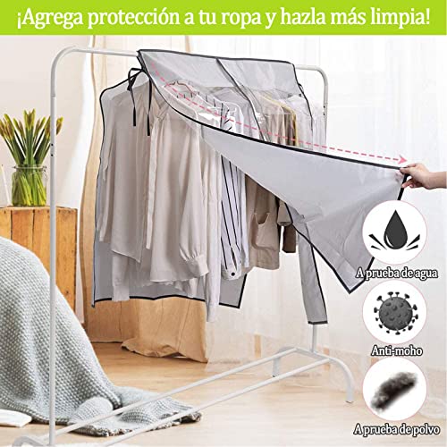 Protector de Ropa Colgante, Transpirable Reutilizable de Ropa Colgante para Trajes, Funda Protectora para Ropa con Cinta y Correa Mágicas,Ideal para Abrigos, Vestidos, Trajes,Chaqueta y Ropa Más Larga