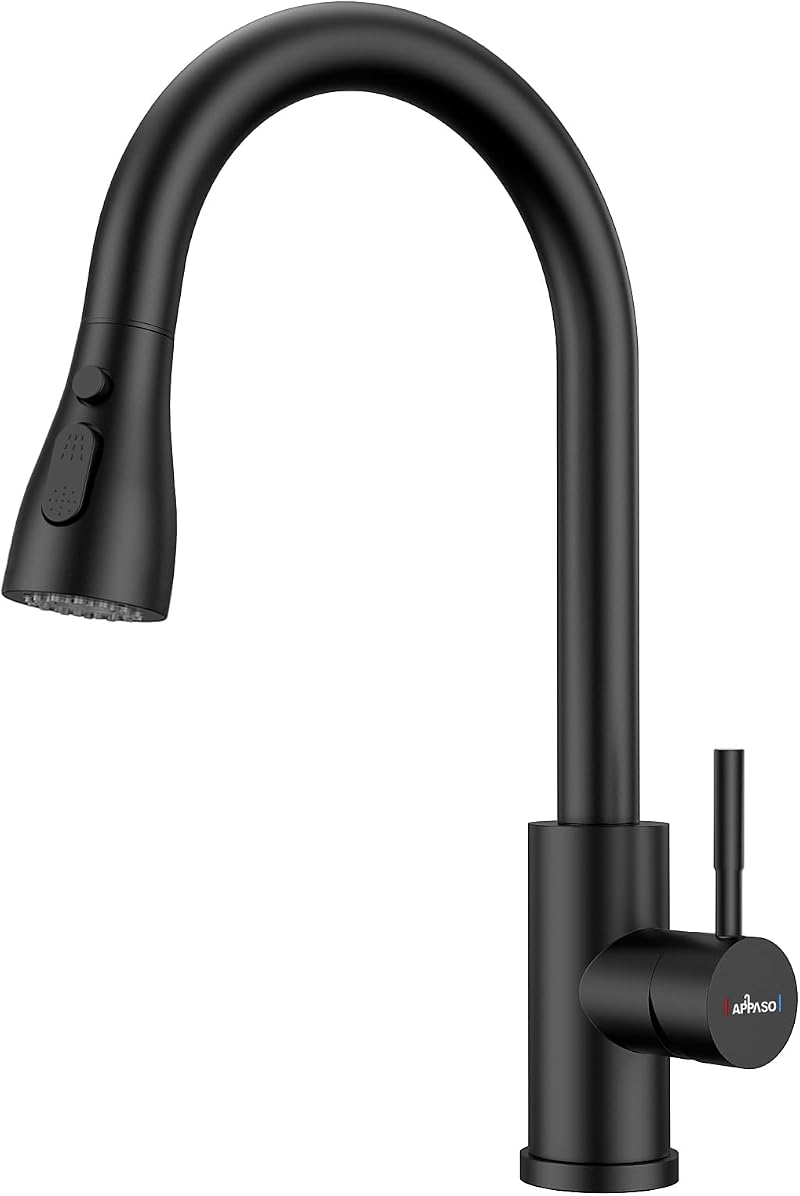 APPASO Black Kitchen Tap Mixer Pull Out Spray 360° Swivel 3 Modes
