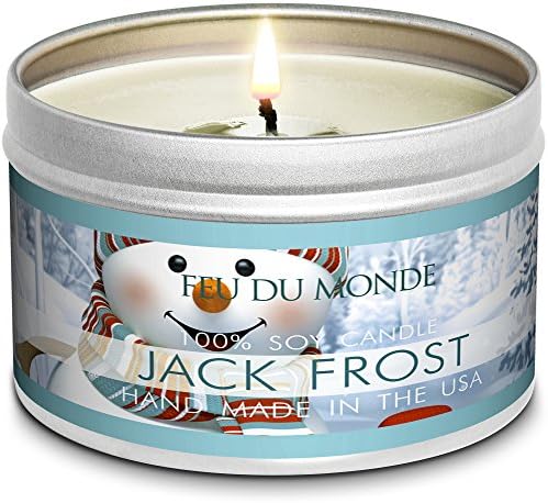 Premium Jack Frost Natural Soy Wax Candle Travel Tin 8 Ounces