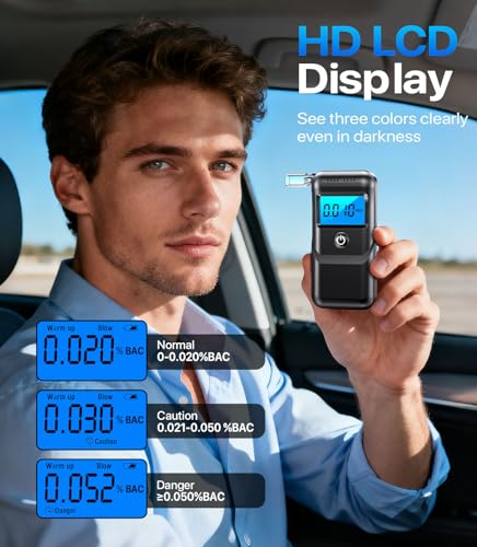 YYBNN Breathalyzer, Alcohol Breathalyzer Tester with LCD Digital Display, Portable Breathalyzer for Home and Party Use (Includes 10 Mouthpieces)