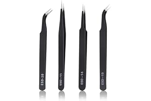 Tcthbc Craft Tweezers for Perler Beads Fuse Beads Tweezer for Crafts, Stainless Steel Tweezer for Jewelry Electronics, 4 Pack