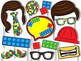 Building Blocks Photo Booth Props Kit - 20 Pack Party Camera Props Fully Assembled