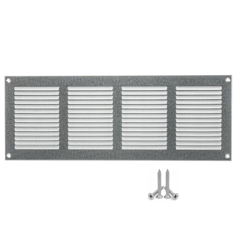 LIRAST 400x150mm Vent Cover Galvanised Steel - 16x6 inch Wall Vent Cover with Insect Mesh - Ceiling Soffit Vents - External Vent Cover - Metal Ventilation Grilles - Air Vent Covers for Walls