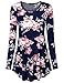 Laksmi Womens Floral Tunic Shirts Round Neck Tribal Print Casual Long Sleeve Tunic Blouse Tops