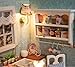 Ogrmar Wooden Dollhouse Miniatures DIY House Kit with Cover and Led Light-Happiness Kitchen