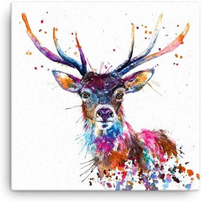 Wraptious Katherine Williams Splatter Rainbow Stag Mini Canvas