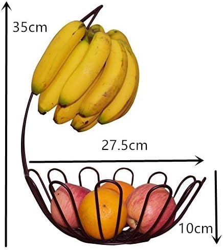 Amazon Kingzuo フルーツバスケット オシャレデザイン バナナもひっかけられる フルーツバスケット フルーツスタンド バナナスタンド バナナハンガーホルダー 鉄製 アイアン製 赤金 バナナスタンド オンライン通販