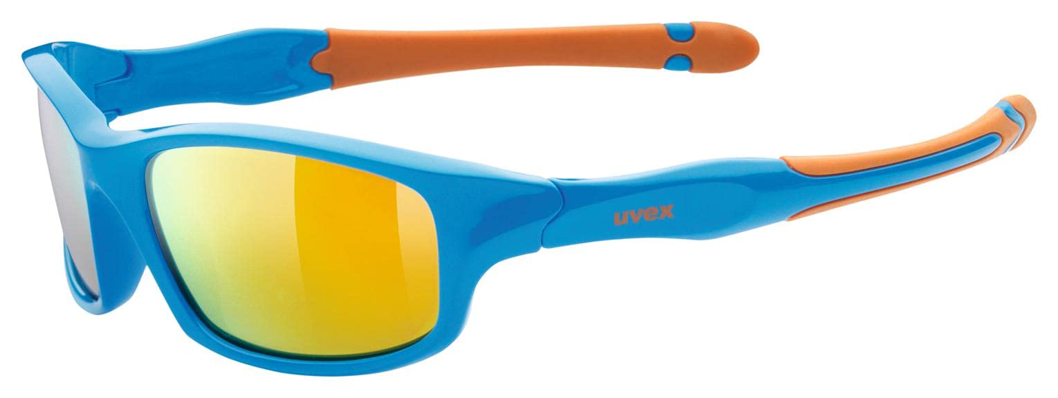 uvex Sportstyle 507 - Sunglasses for Kids - Mirrored Lenses - incl. Headband - Blue-Orange/Orange - One Size
