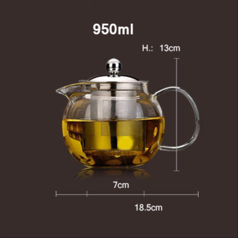 ASDFF Tetera Tetera de Vidrio Redonda Hervidor Borosilicato ...