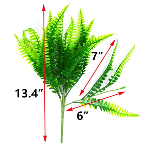 Artificial Boston Fern Bush Plant Shrubs Greenery Bushes for Indoor Outside Home Garden Office Verandah Wedding Decor- 4 Bunches