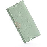 RNIEGA Leather Wallet for Women Trifold Womens' RFID Blocking Wallet Card Holder Purse Clutch with Zipper Coin Pocket,Light Green