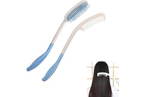 Angzhili Long Reach Handled Comb and Hair Brush Set,Elderly Comb,Anti-slip Ergonomic Long Reach Comb and Brush for Elderly an