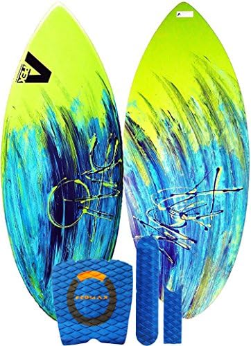 Fedmax Skimboard with Fiberglass Body & Carbon Fiber Tip Hybrid | with Traction Grip Set | Ultimate Tips Manual
