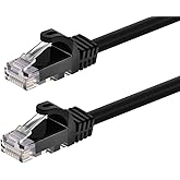 Monoprice Cat5e 25ft Black Patch Cable UTP 24AWG 350MHz Pure Bare Copper Snagless RJ45 Flexboot Series Ethernet Cable